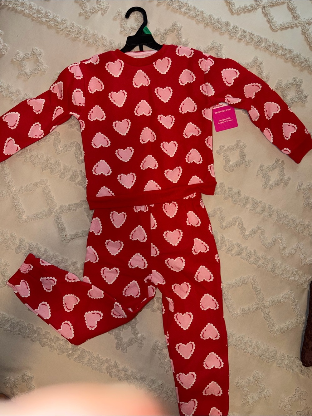 Kids Red Heart-Print Sweatshirt & Jogger Set NWT